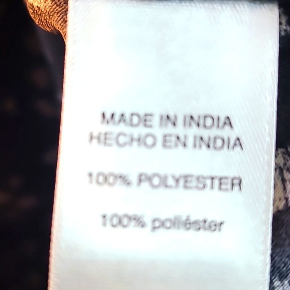 Chico's Black Blouse, White Dots, Gray Embroidered Neckline, Gold Beads,Sz 0,Sml - Picture 13 of 14